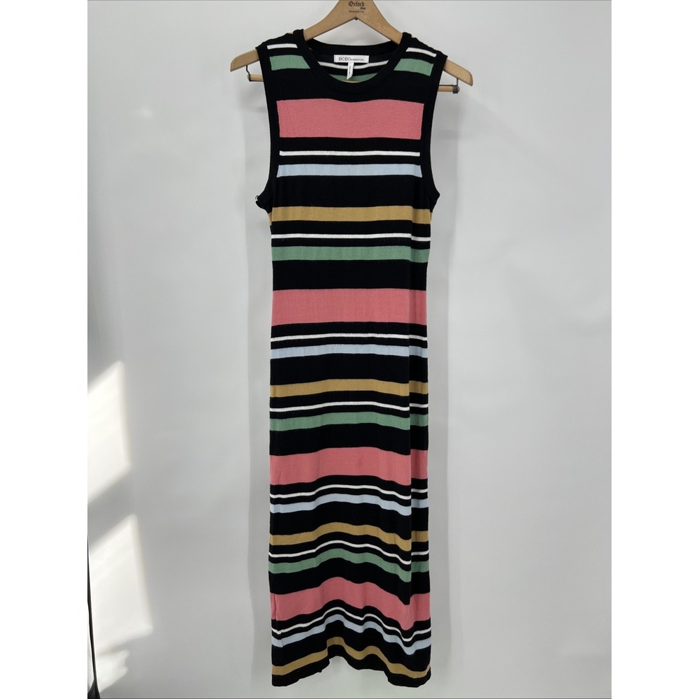 Bodycon Soft Maxi Dress Color Block Stripes Medium Form Fitting Preppy